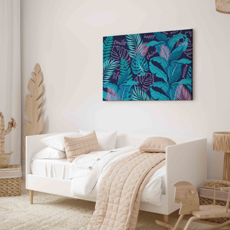 Canvas Print Neon Jungle - Leaves and Inscriptions in Bright and Vivid Colors 151228 additionalImage 11