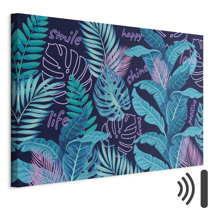 Canvas Print Neon Jungle - Leaves and Inscriptions in Bright and Vivid Colors 151228 additionalImage 8
