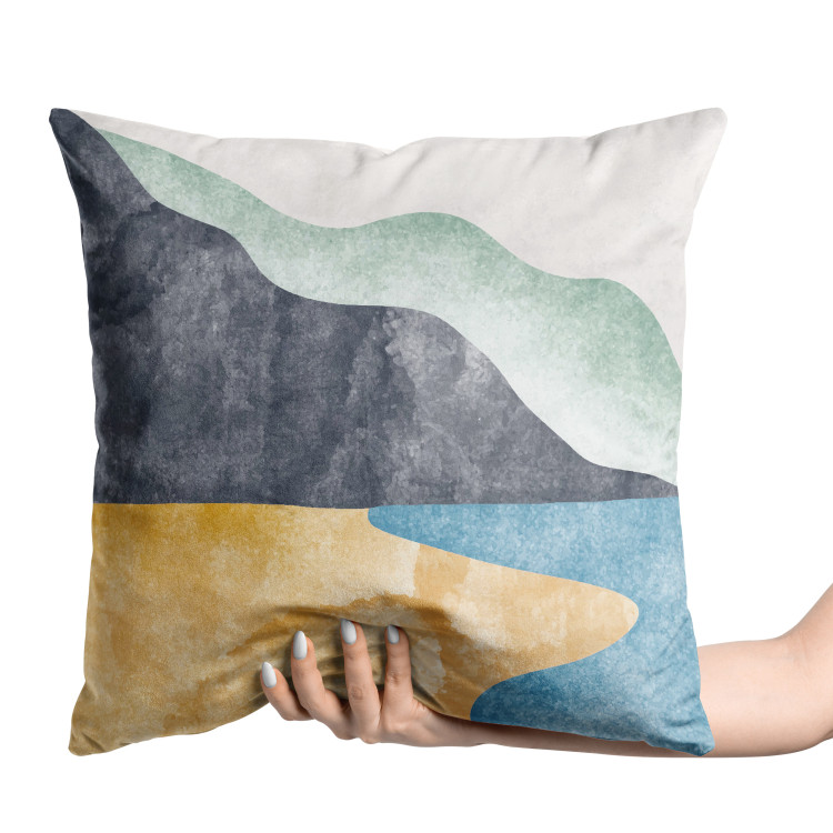 Decorative Velor Pillow Waving Shapes - Organic Composition Made of Colorful Forms 151328 additionalImage 3