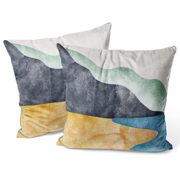 Decorative Velor Pillow Waving Shapes - Organic Composition Made of Colorful Forms 151328 additionalImage 2