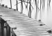 Canvas Art Print Black and White Landscape - Pier on the Lake at Sunset 151828 additionalThumb 5