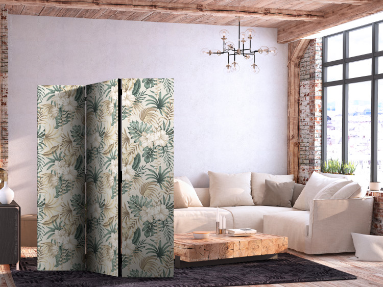 Room Divider Blooming Wildness - Tropical Plants on a Beige Background [Room Dividers] 152028 additionalImage 4