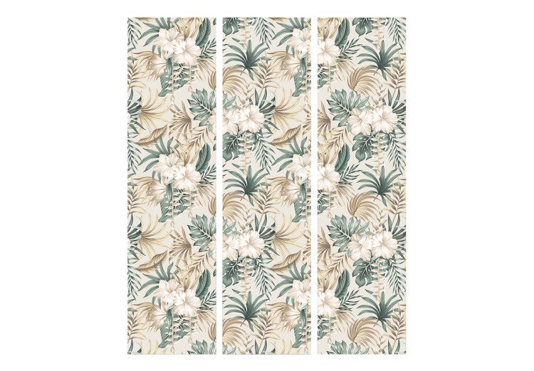 Room Divider Blooming Wildness - Tropical Plants on a Beige Background [Room Dividers] 152028 additionalImage 3