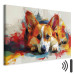 Canvas Art Print Painting Dog - Corgi Waiting for a Bone Among Colorful Paints 159528 additionalThumb 8