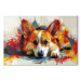 Canvas Art Print Painting Dog - Corgi Waiting for a Bone Among Colorful Paints 159528 additionalThumb 7