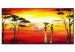 Canvas Art Print Landscape (1-piece) - Women against African nature background with elephants 47828