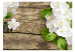 Photo Wallpaper Nature - Raw Wood surrounded by White Flowers with Green Leaves 60728 additionalThumb 1