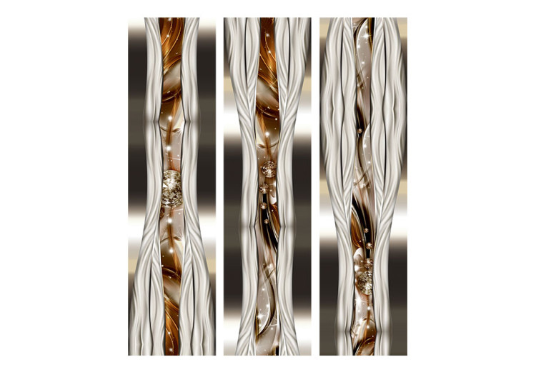 Room Divider Artistic Expression - metal abstraction with a touch of bronze wave 95428 additionalImage 3