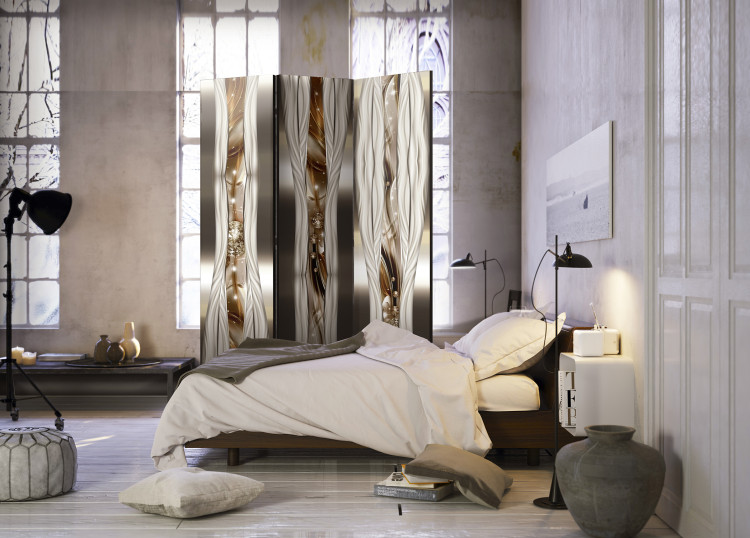 Room Divider Artistic Expression - metal abstraction with a touch of bronze wave 95428 additionalImage 4