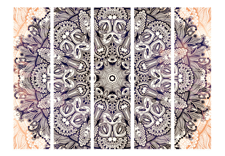 Folding Screen Oriental Artistry II - purple oriental mandala on beige background 97928 additionalImage 3