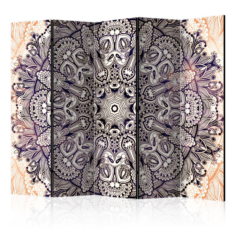 Folding Screen Oriental Artistry II - purple oriental mandala on beige background 97928