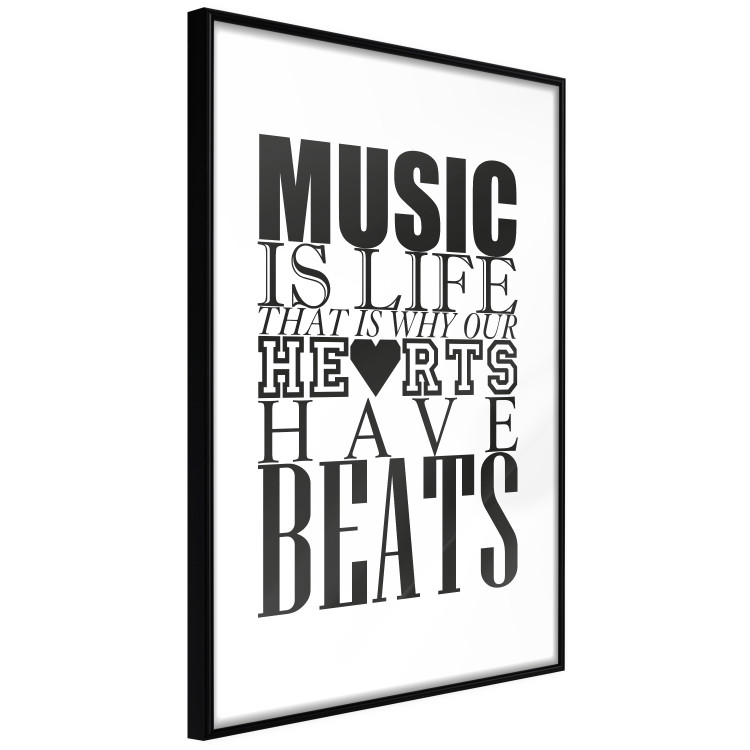 Wall Poster Music Is Life - composition with black and white texts and a heart between them 114738 additionalImage 11
