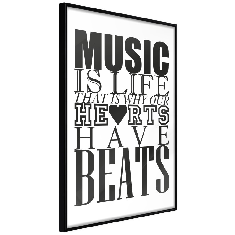 Wall Poster Music Is Life - composition with black and white texts and a heart between them 114738 additionalImage 10