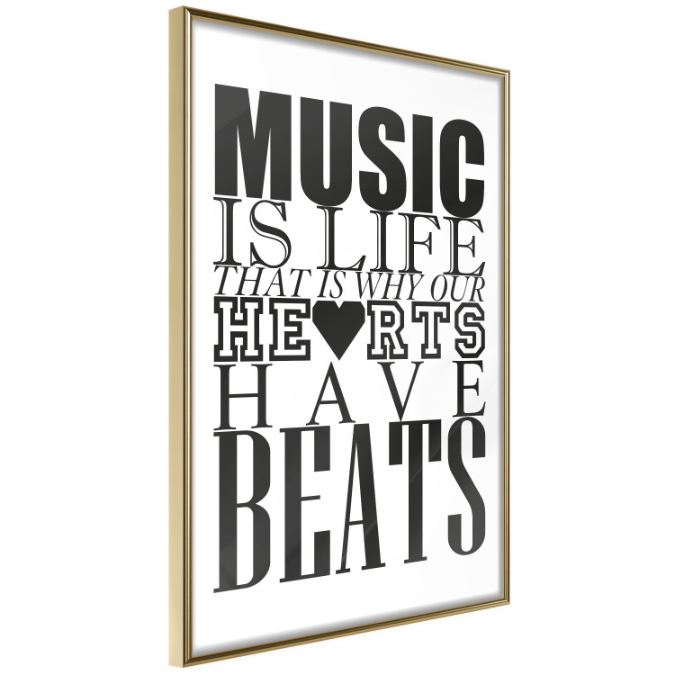 Wall Poster Music Is Life - composition with black and white texts and a heart between them 114738 additionalImage 12