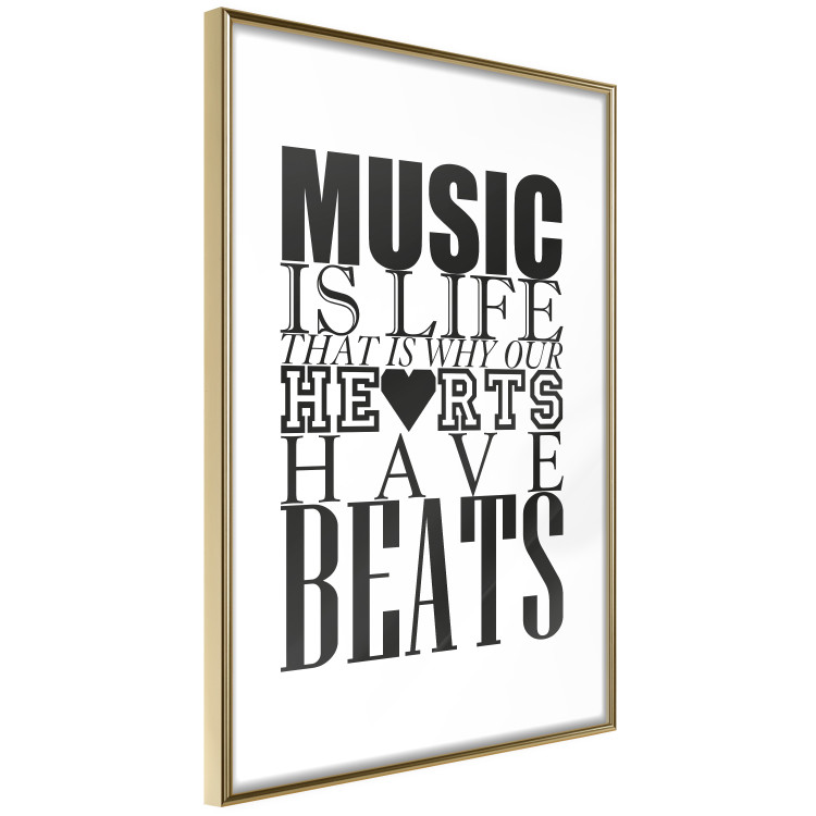 Wall Poster Music Is Life - composition with black and white texts and a heart between them 114738 additionalImage 6