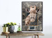 Wall Poster Giraffe - animal portrait on a patterned background with a motif of golden leaves 116438 additionalThumb 3