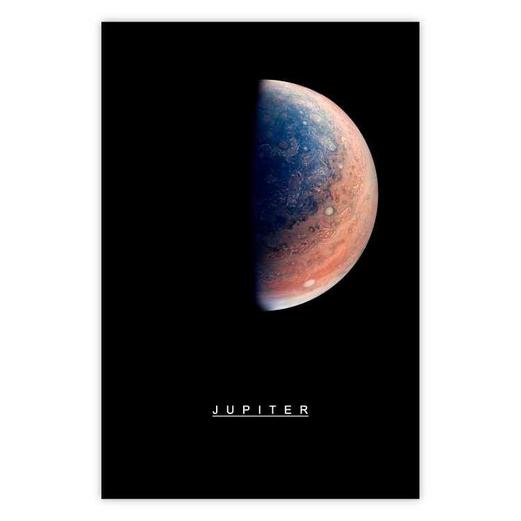Poster Jupiter - gas giant and English text against a black space backdrop 116738