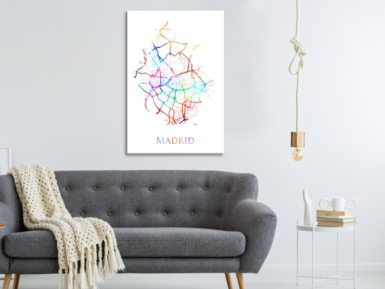 Canvas Madrid - the rainbow map of the Spanish city from a bird's eye view 117838 additionalImage 3