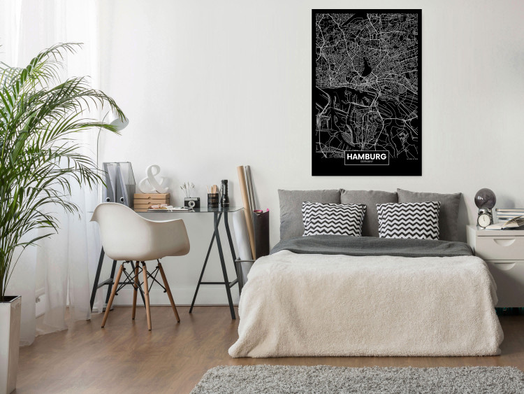 Wall Poster Map of Hamburg - black and white composition with a map of the German city 118138 additionalImage 22