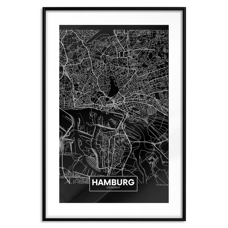 Wall Poster Map of Hamburg - black and white composition with a map of the German city 118138 additionalImage 19