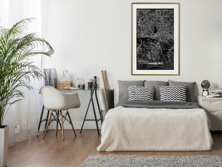 Wall Poster Map of Hamburg - black and white composition with a map of the German city 118138 additionalImage 23