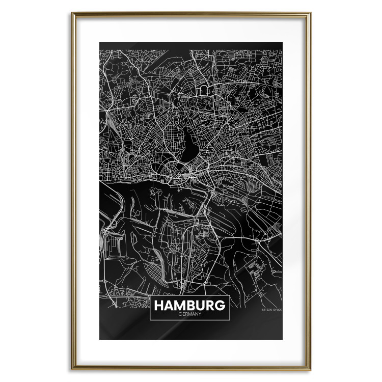 Wall Poster Map of Hamburg - black and white composition with a map of the German city 118138 additionalImage 14
