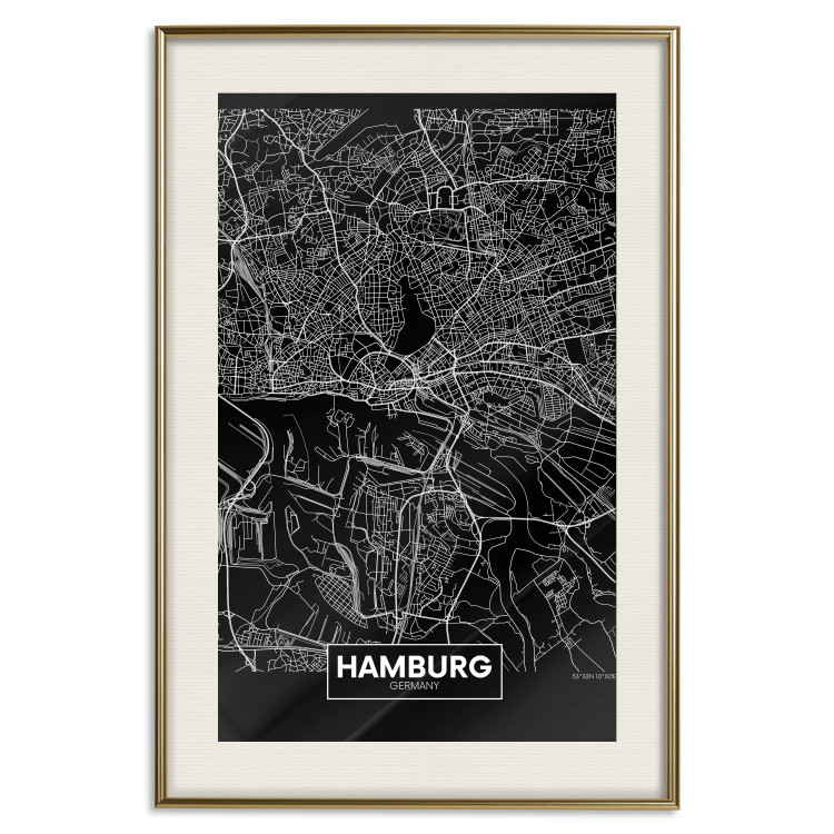 Wall Poster Map of Hamburg - black and white composition with a map of the German city 118138 additionalImage 20