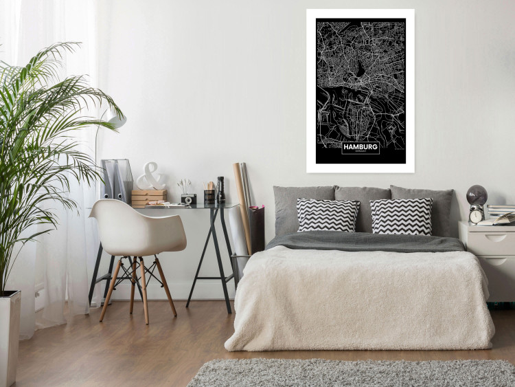 Wall Poster Map of Hamburg - black and white composition with a map of the German city 118138 additionalImage 2