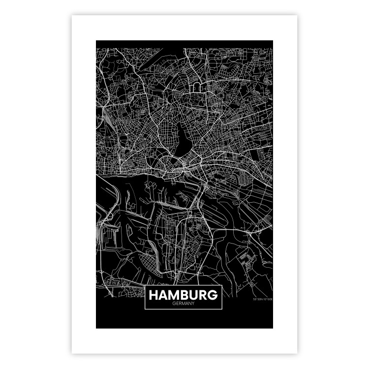 Wall Poster Map of Hamburg - black and white composition with a map of the German city 118138 additionalImage 18
