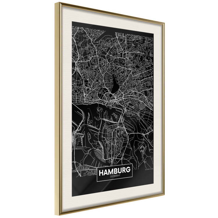 Wall Poster Map of Hamburg - black and white composition with a map of the German city 118138 additionalImage 2