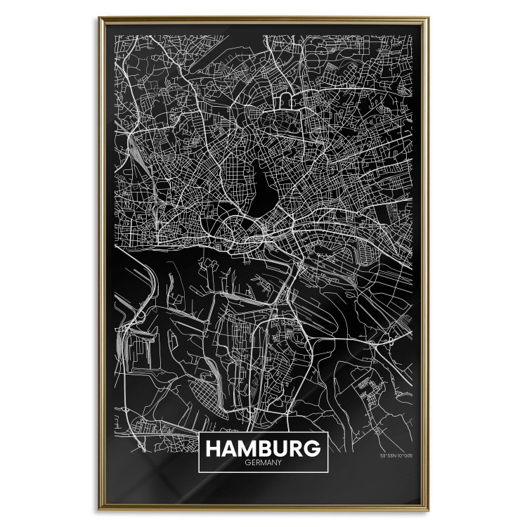 Wall Poster Map of Hamburg - black and white composition with a map of the German city 118138 additionalImage 26