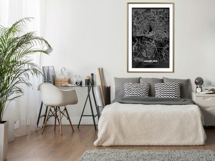 Wall Poster Map of Hamburg - black and white composition with a map of the German city 118138 additionalImage 13