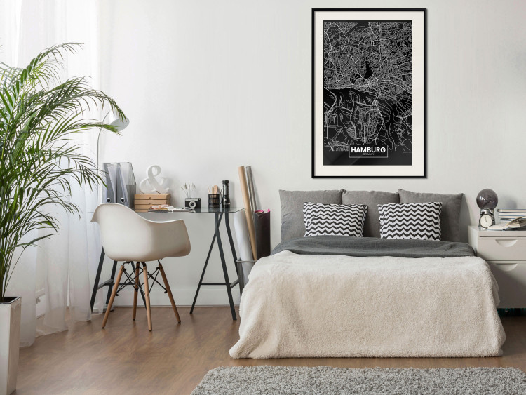 Wall Poster Map of Hamburg - black and white composition with a map of the German city 118138 additionalImage 16