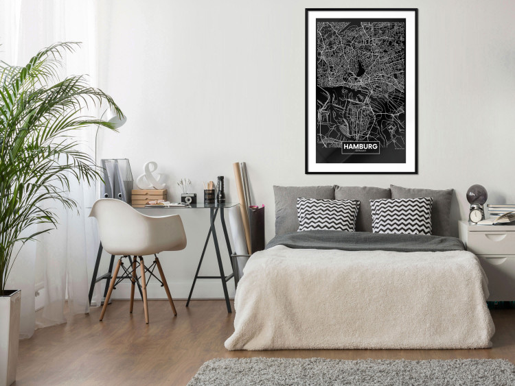 Wall Poster Map of Hamburg - black and white composition with a map of the German city 118138 additionalImage 6