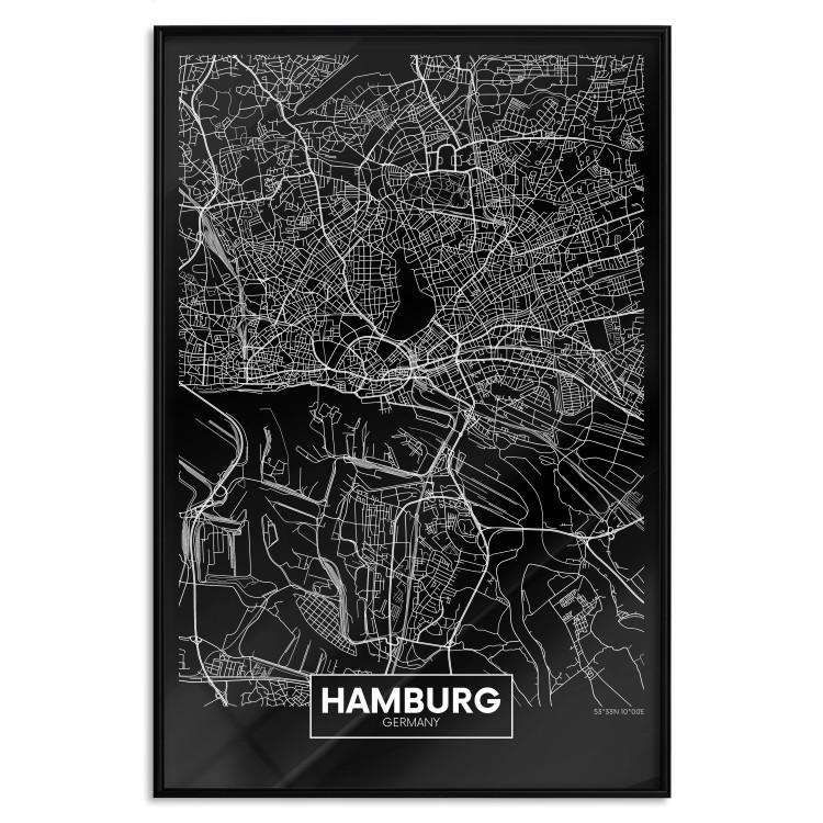 Wall Poster Map of Hamburg - black and white composition with a map of the German city 118138 additionalImage 20