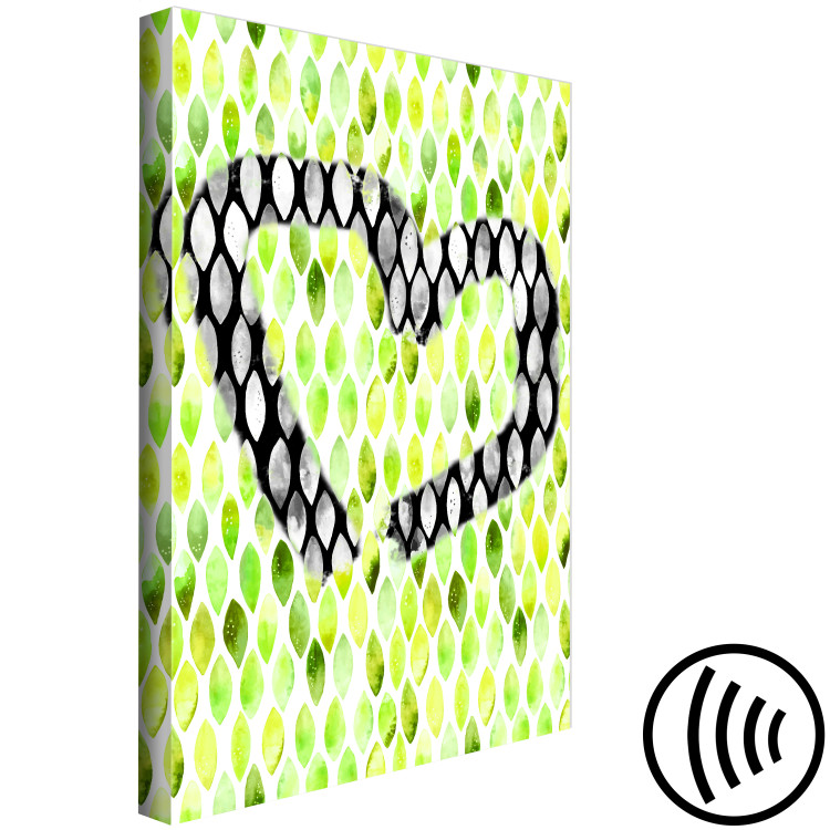 Canvas Print Asymmetric heart - watercolor outline on a green, patterned background 118238 additionalImage 6