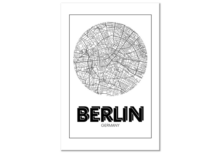 Canvas Berlin - black and white minimalistic map of the German capital 118438