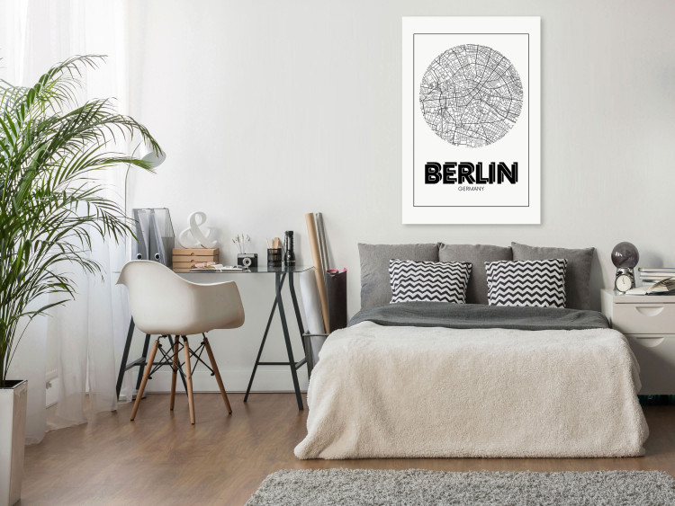 Canvas Berlin - black and white minimalistic map of the German capital 118438 additionalImage 3