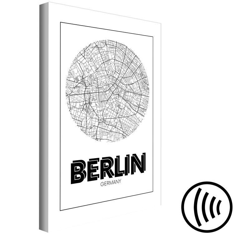 Canvas Berlin - black and white minimalistic map of the German capital 118438 additionalImage 6