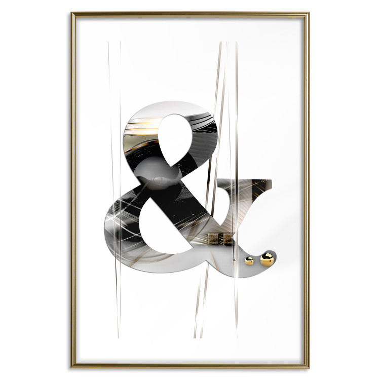 Wall Poster Modern & - unique typographic abstraction in silver against a white background 118938 additionalImage 16