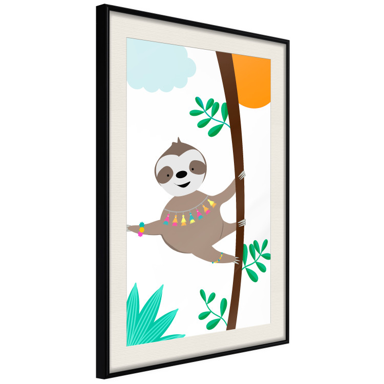 Wall Poster Cheerful Sloth - funny animal on tree with colorful necklace 123738 additionalImage 3
