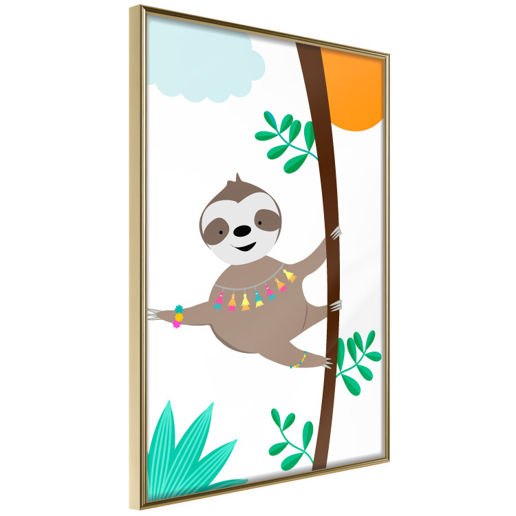 Wall Poster Cheerful Sloth - funny animal on tree with colorful necklace 123738 additionalImage 14