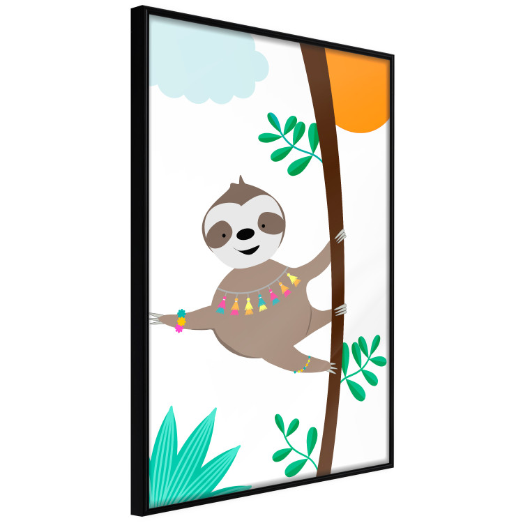 Wall Poster Cheerful Sloth - funny animal on tree with colorful necklace 123738 additionalImage 12