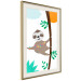 Wall Poster Cheerful Sloth - funny animal on tree with colorful necklace 123738 additionalThumb 2