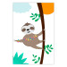 Wall Poster Cheerful Sloth - funny animal on tree with colorful necklace 123738