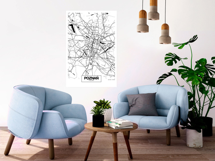 Poster City Map: Poznań - black and white map of Poznań with city name 123838 additionalImage 23