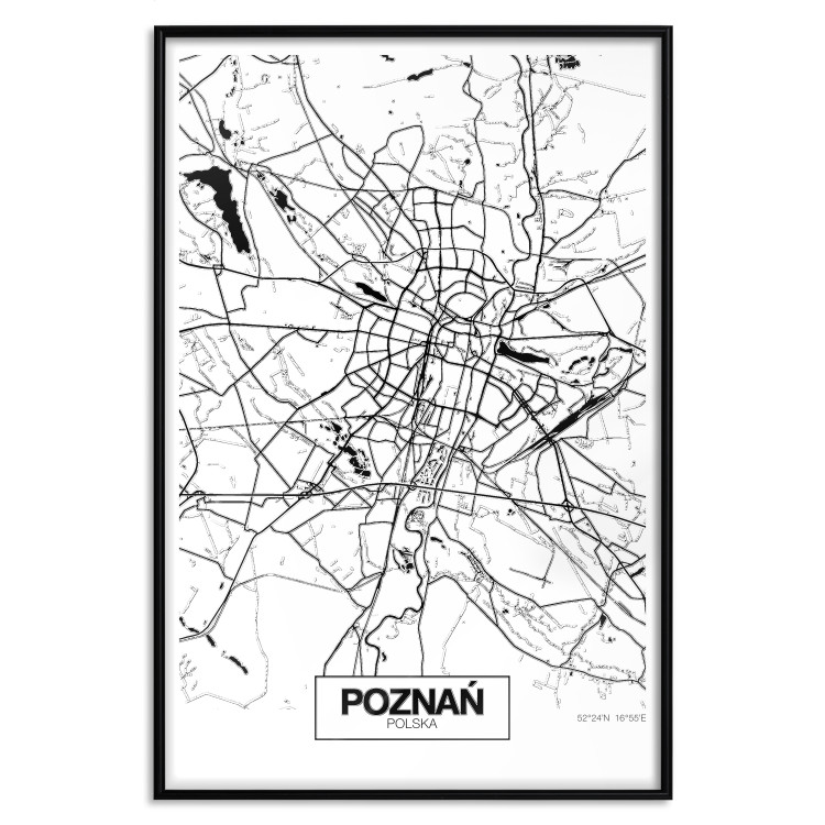 Poster City Map: Poznań - black and white map of Poznań with city name 123838 additionalImage 18