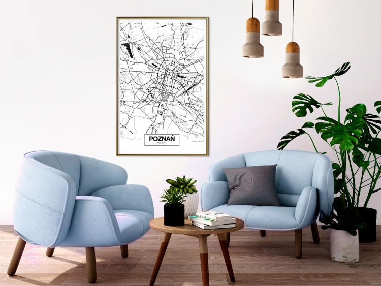 Poster City Map: Poznań - black and white map of Poznań with city name 123838 additionalImage 5