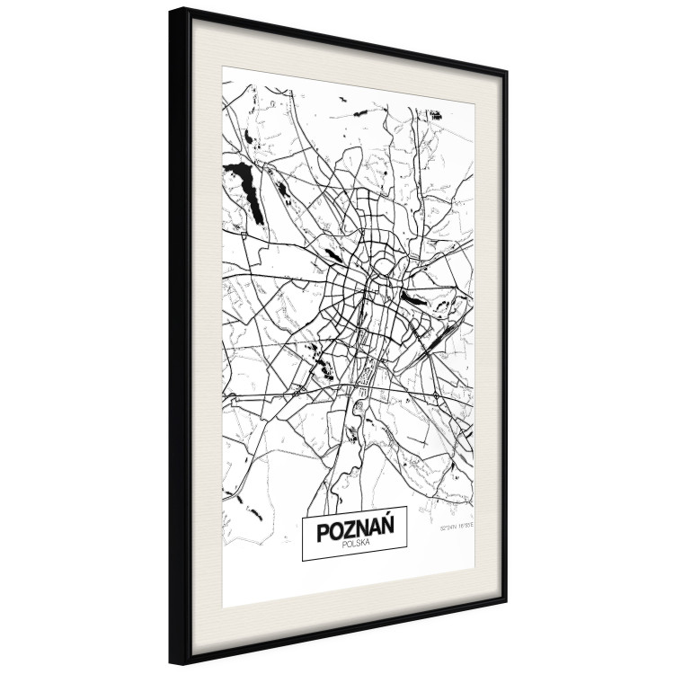 Poster City Map: Poznań - black and white map of Poznań with city name 123838 additionalImage 3