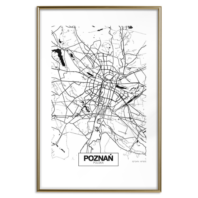 Poster City Map: Poznań - black and white map of Poznań with city name 123838 additionalImage 16